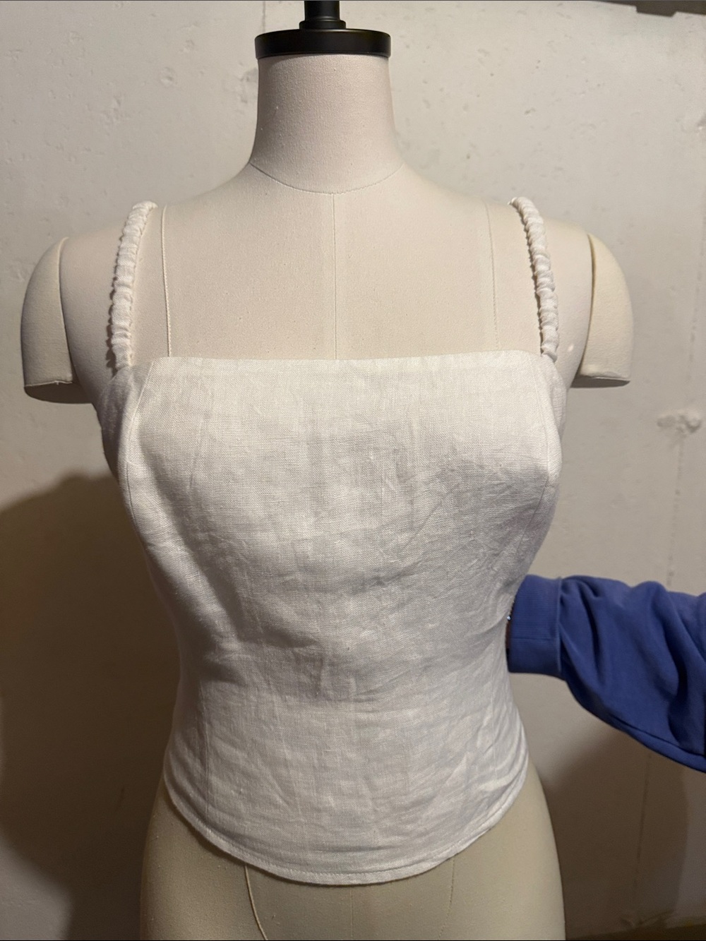 Sophie Rue White Linen Square-Neck Crop Top